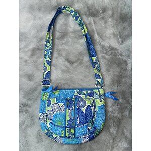Vera Bradley Lizzy Crossbody Doodle Daisy Shoulder Bag Blue Green